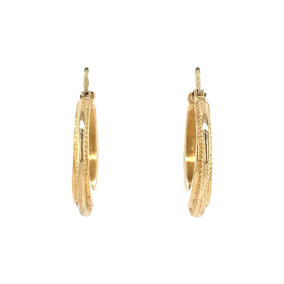 Vintage 14K Gold Fancy Hoop Earrings