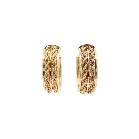 Vintage 14K Gold Fancy Hoop Earrings