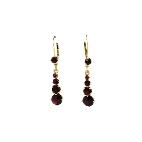 Vintage 14K Gold Drop Earrings with Garnet