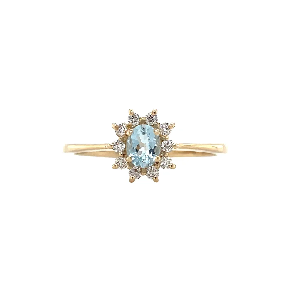 Vintage 14K Gold Cluster Ring with Topaz and Diamond