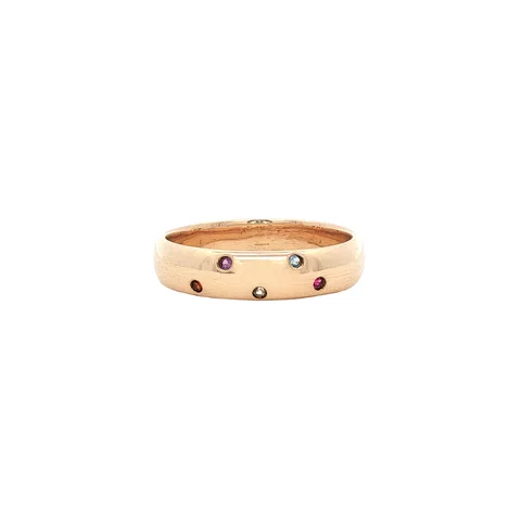 Vintage 14K Gold Ring with Citrine, Amethyst, Sapphire, Prasiolite and Ruby