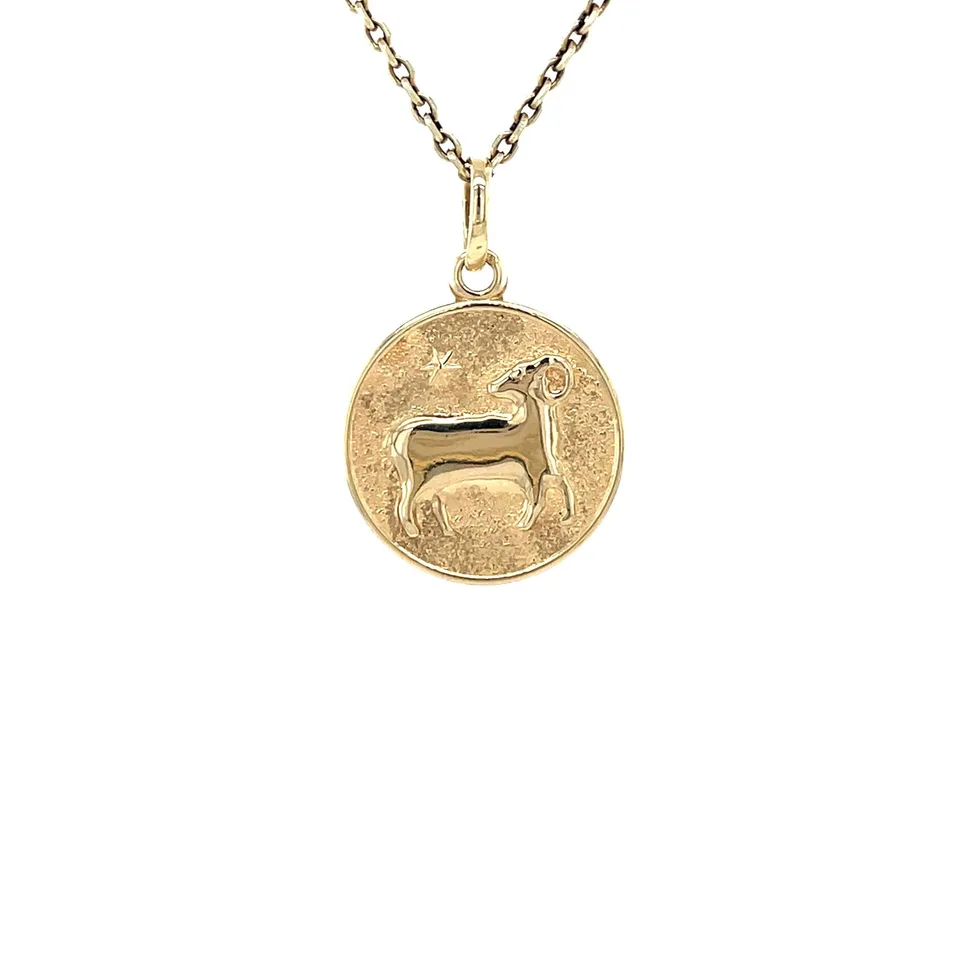 Vintage 14K Gold Ram Pendant