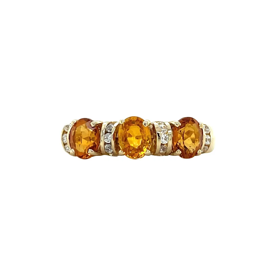 Vintage 14K Gold Ring with Citrine, Sapphire and Cubic Zirconia