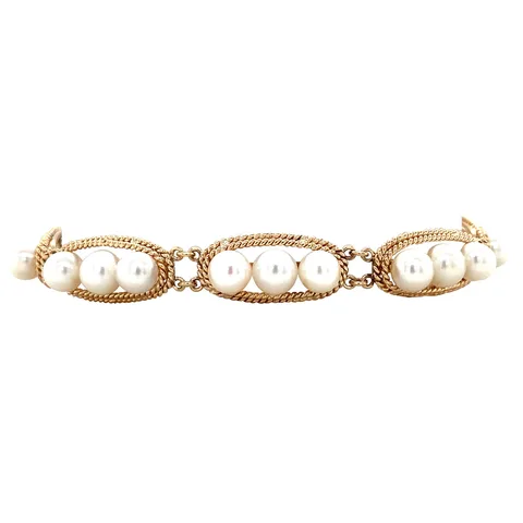 Vintage 14K Gold Bracelet with Pearl