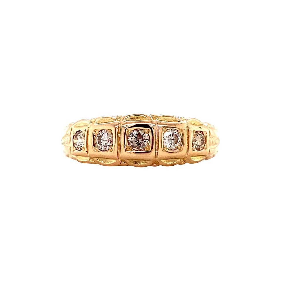 Vintage 14K Rose Gold Half Eternity Ring with Diamond