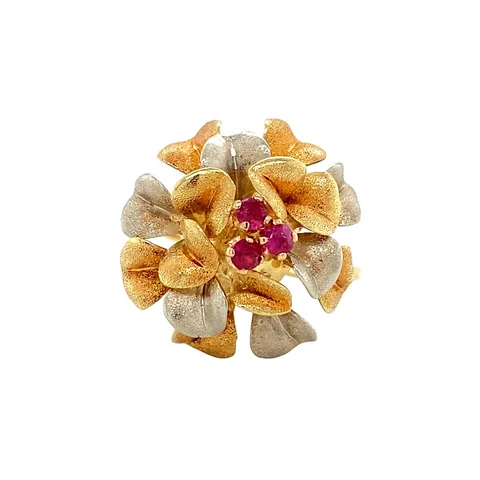 Vintage 14K Two Tone Gold Ring with Ruby