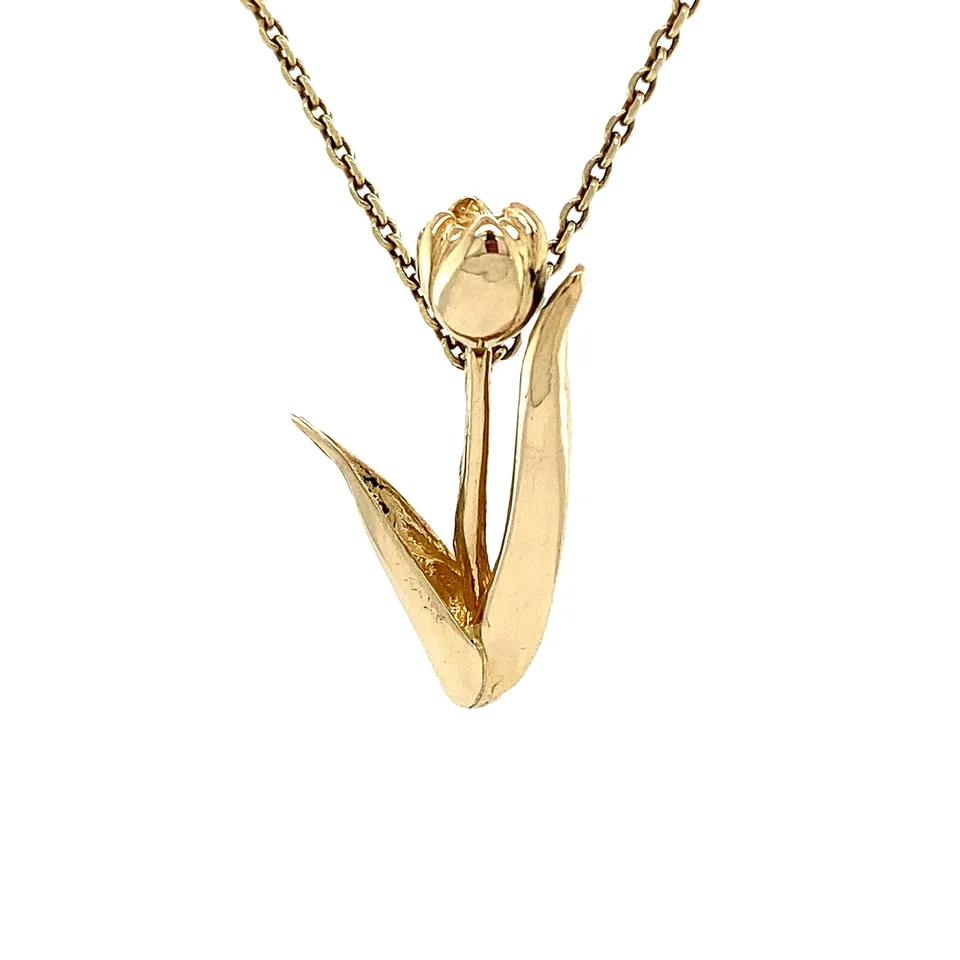 Vintage 14K Gold Pendant Tulip