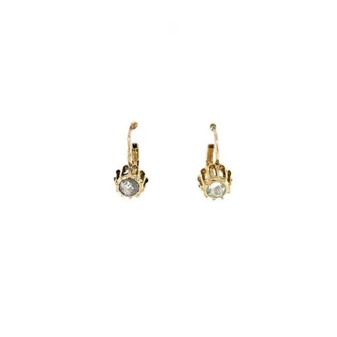 Vintage 14K Gold Drop Earrings with Rose Cut Diamond