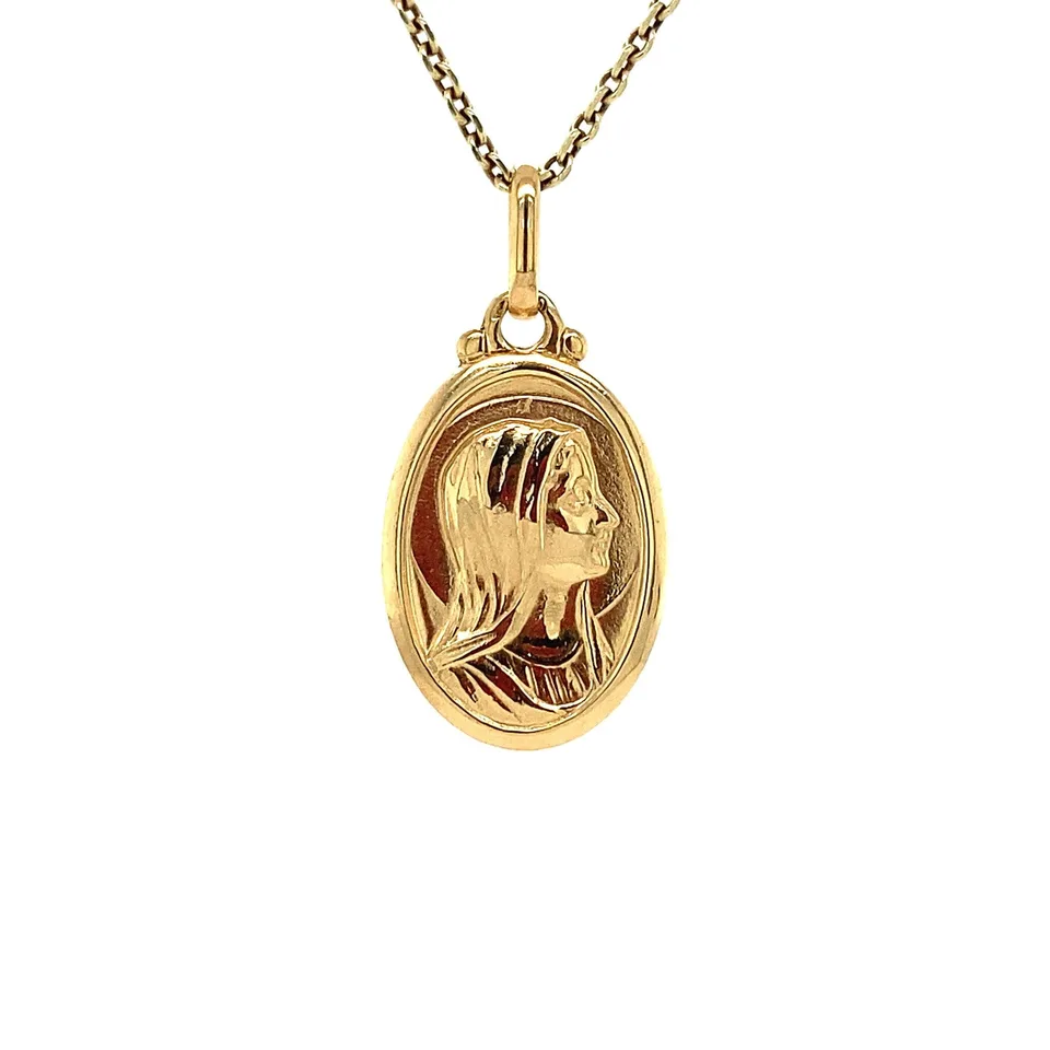 Vintage 18K Gold Pendant Mary with Sluier