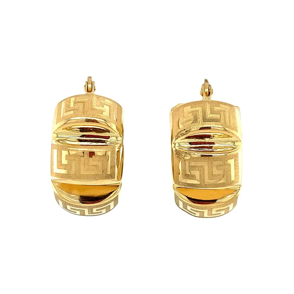 Vintage 18K Gold Fancy Hoop Earrings