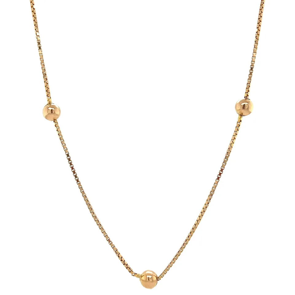Vintage 14K Gold Necklace with Bead 42.5 cm