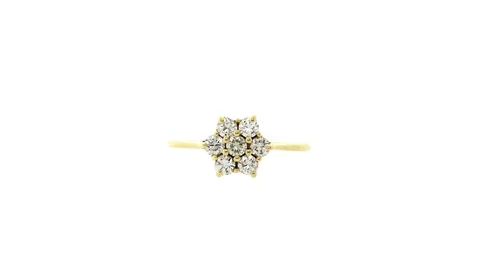 Vintage 14K Gold Cluster Ring with Diamond
