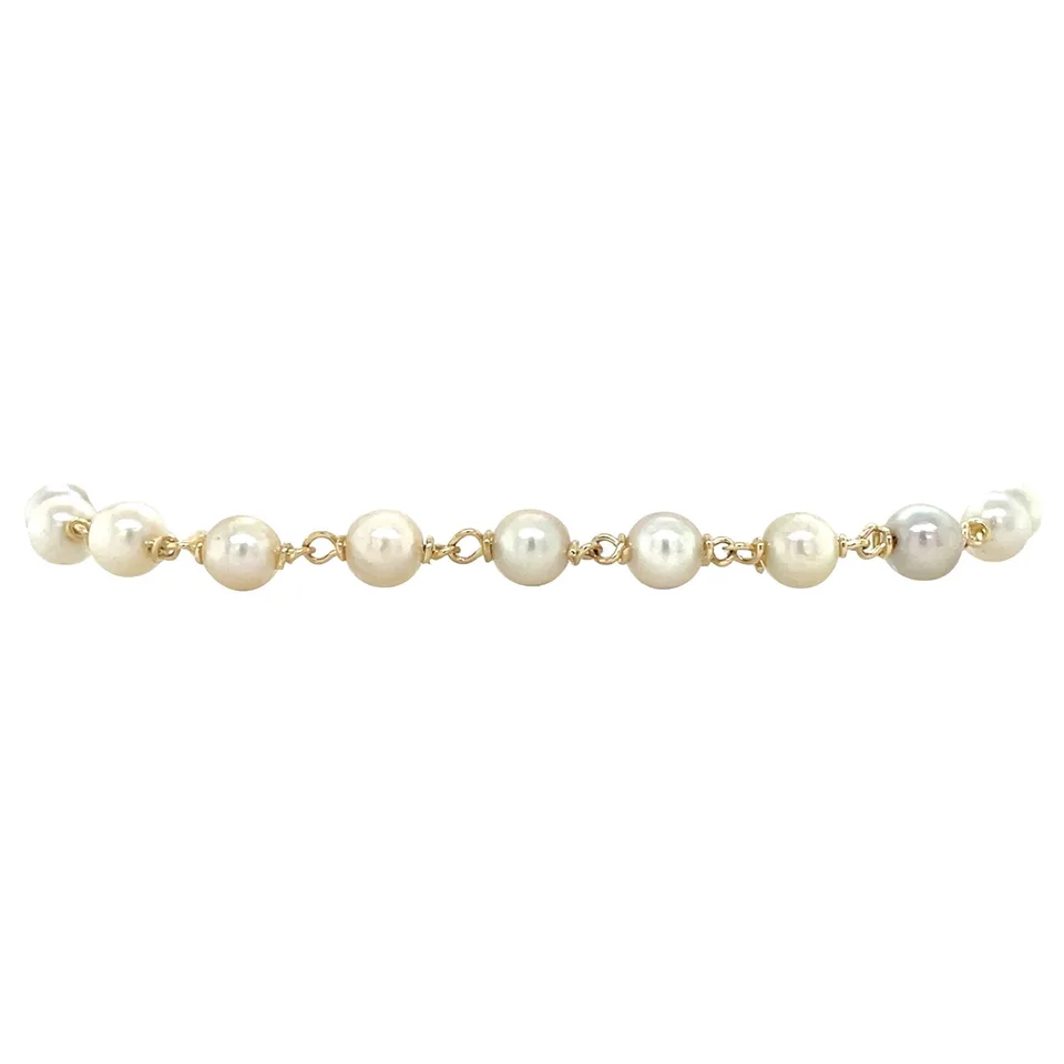 Vintage 14K Gold Bracelet with Pearls