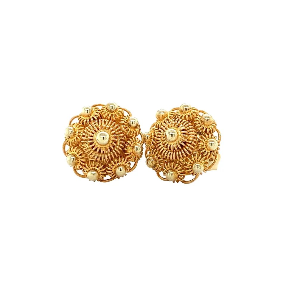 Vintage 14K Gold Zeeland Button Stud Earrings