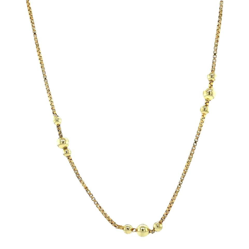 Vintage 14K Gold Necklace Venetian with Bead 40 cm
