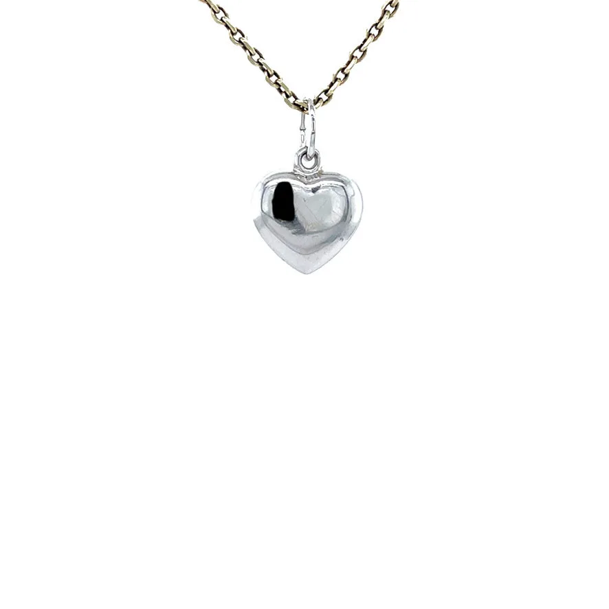 Vintage 14K White Gold Heart Pendant