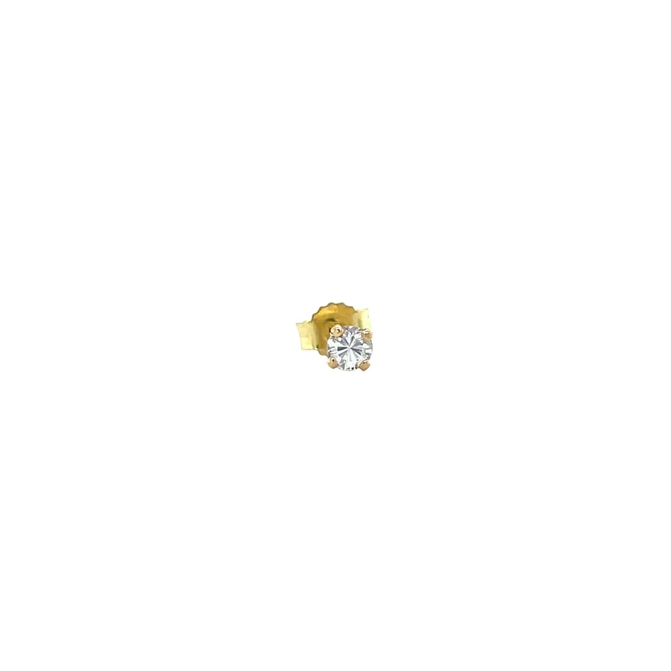 Vintage 14K Gold Solitaire Stud Earring with Diamond