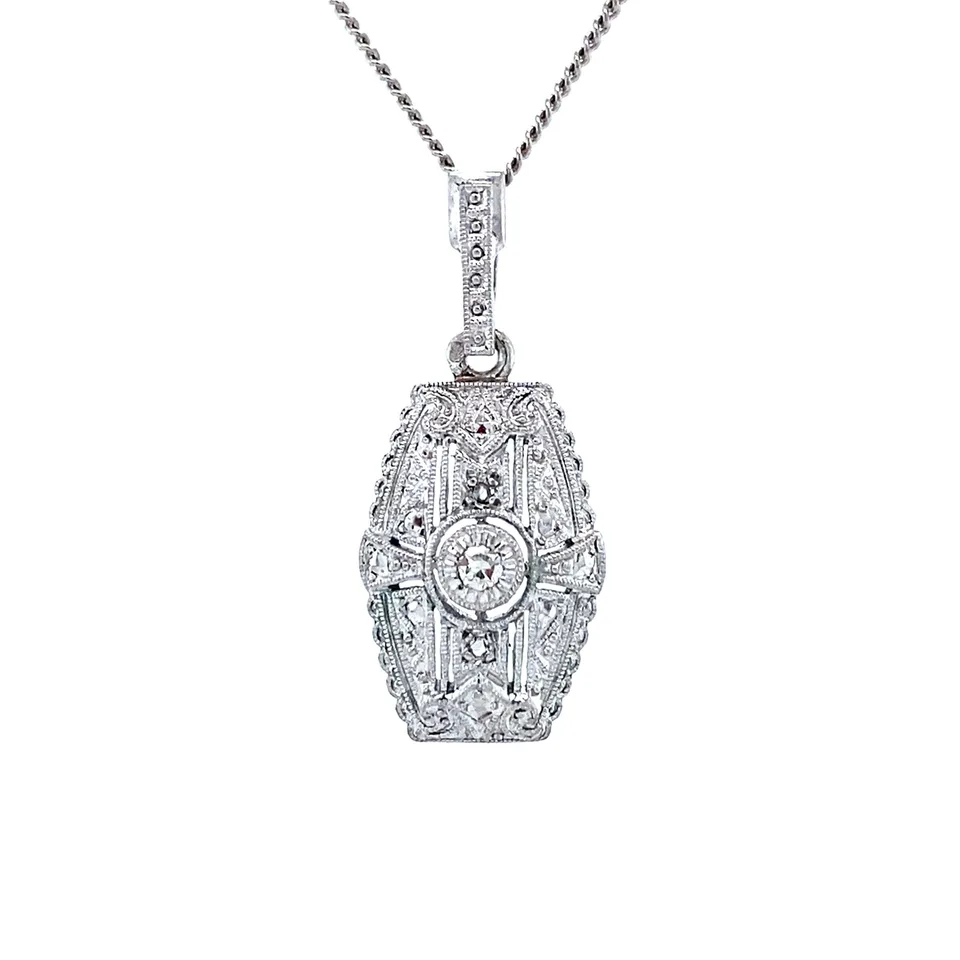 Vintage Sterling Silver Pendant with Diamond