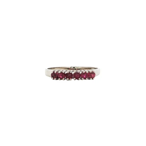 Vintage 14K White Gold Half Eternity Ring with Ruby