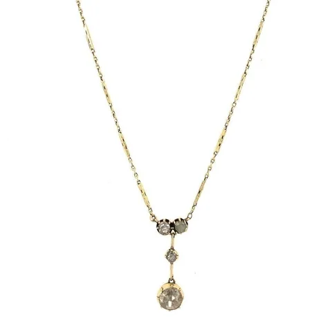 Vintage 14K Gold Necklace with Rose Cut Diamond 45 cm