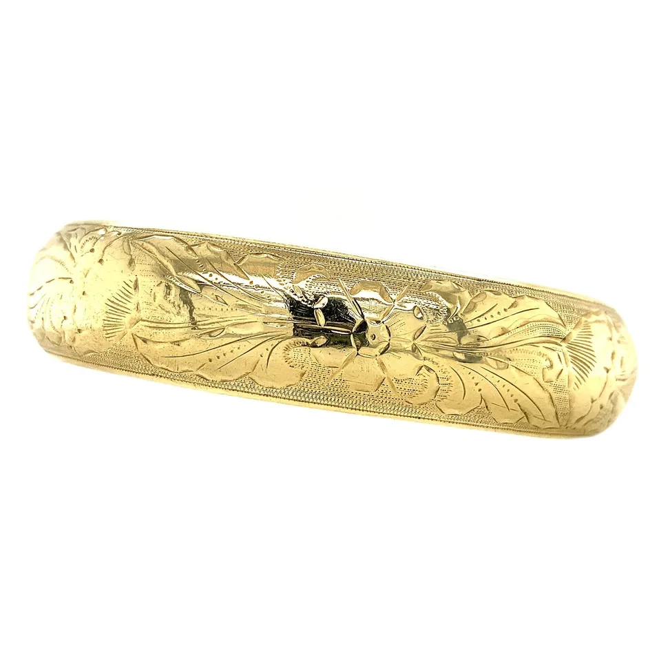 Vintage 14K Gold Bangle with Grave