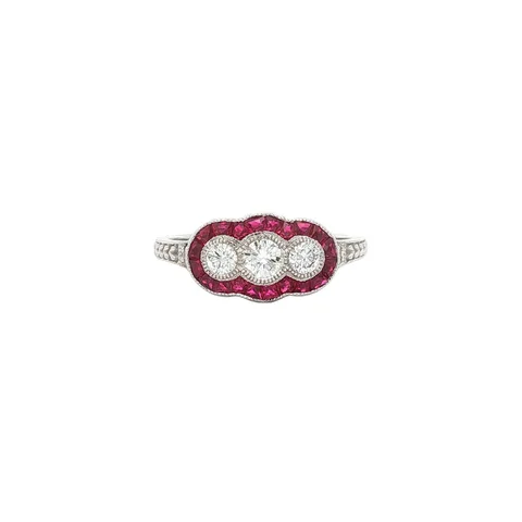 Vintage 14K Gold Ring with Ruby and Diamond