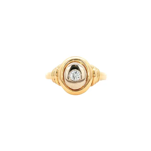 Vintage 18K Two Tone Gold Ring with Diamond