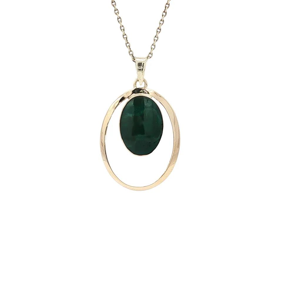 Vintage 14K Gold Pendant with Chrysocolla