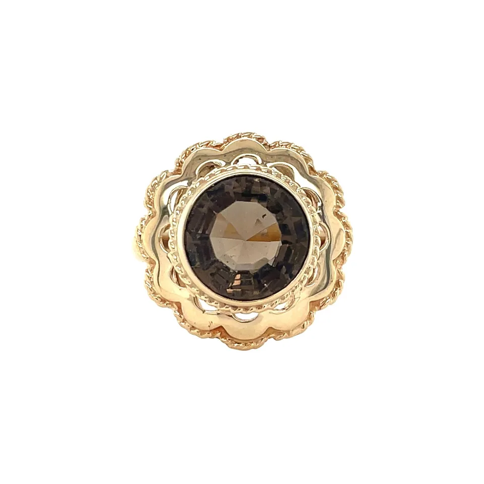 Vintage 14K Gold Ring with Smoky Quartz