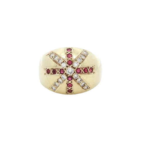 Vintage 14K Gold Ring with Ruby and Diamond
