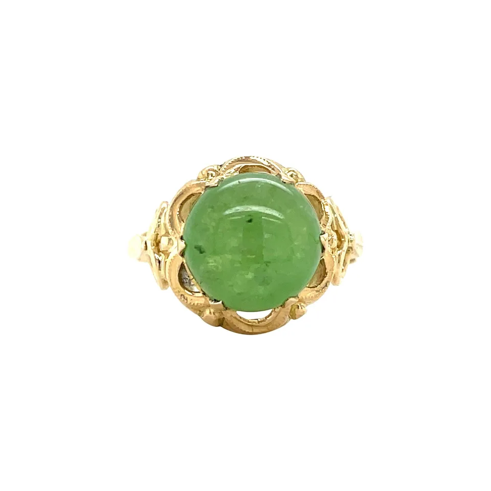Vintage 18K Gold Ring with Green Garnet