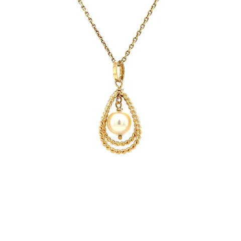 Vintage 18K Gold Pendant with Pearl