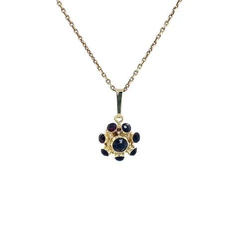 Vintage 14K Gold Cluster Pendant with Garnet
