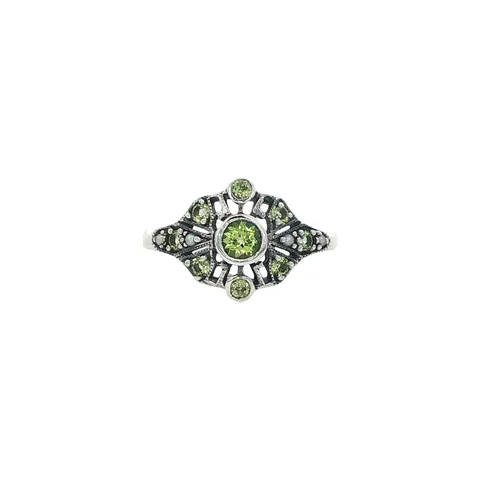 Vintage Sterling Silver Ring with Peridot and Pearl