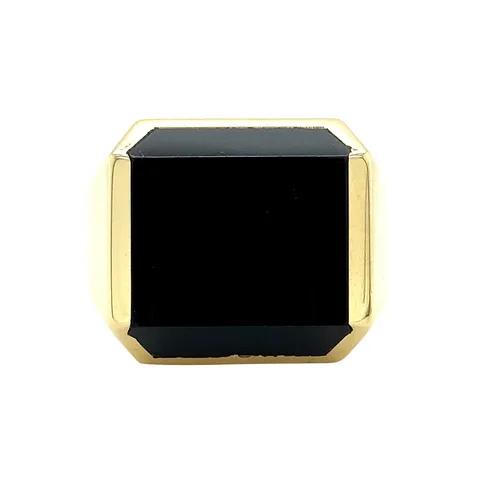 Vintage 14K Gold Signet Ring with Onyx