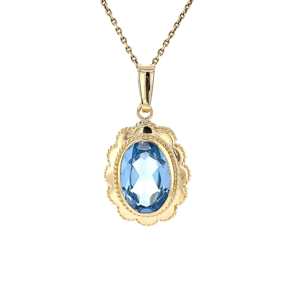 Vintage 14K Gold Pendant with Blue Spinel