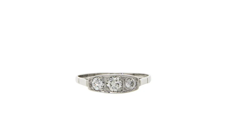 Vintage 14K White Gold Ring with Diamond