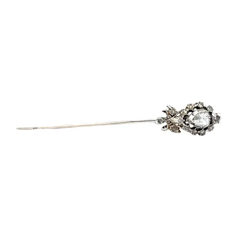 Vintage Silver Brooch with Rose Cut Diamond