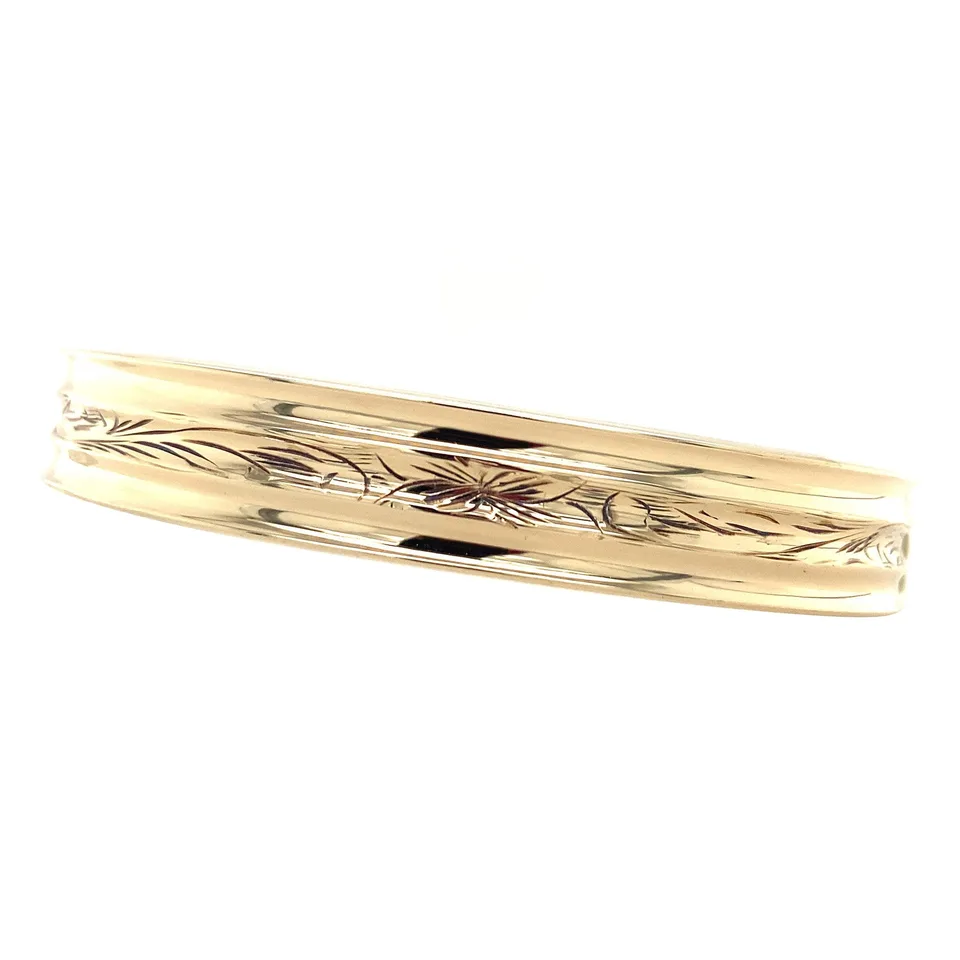 Vintage 14K Gold Bangle with Engraving