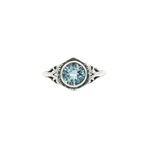 Vintage Sterling Silver Ring with Aquamarine