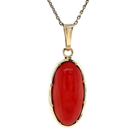 Vintage 14K Gold Pendant with Red Coral