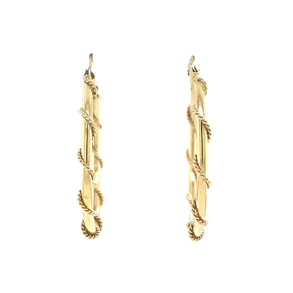 Vintage 14K Gold Fancy Hoop Earrings