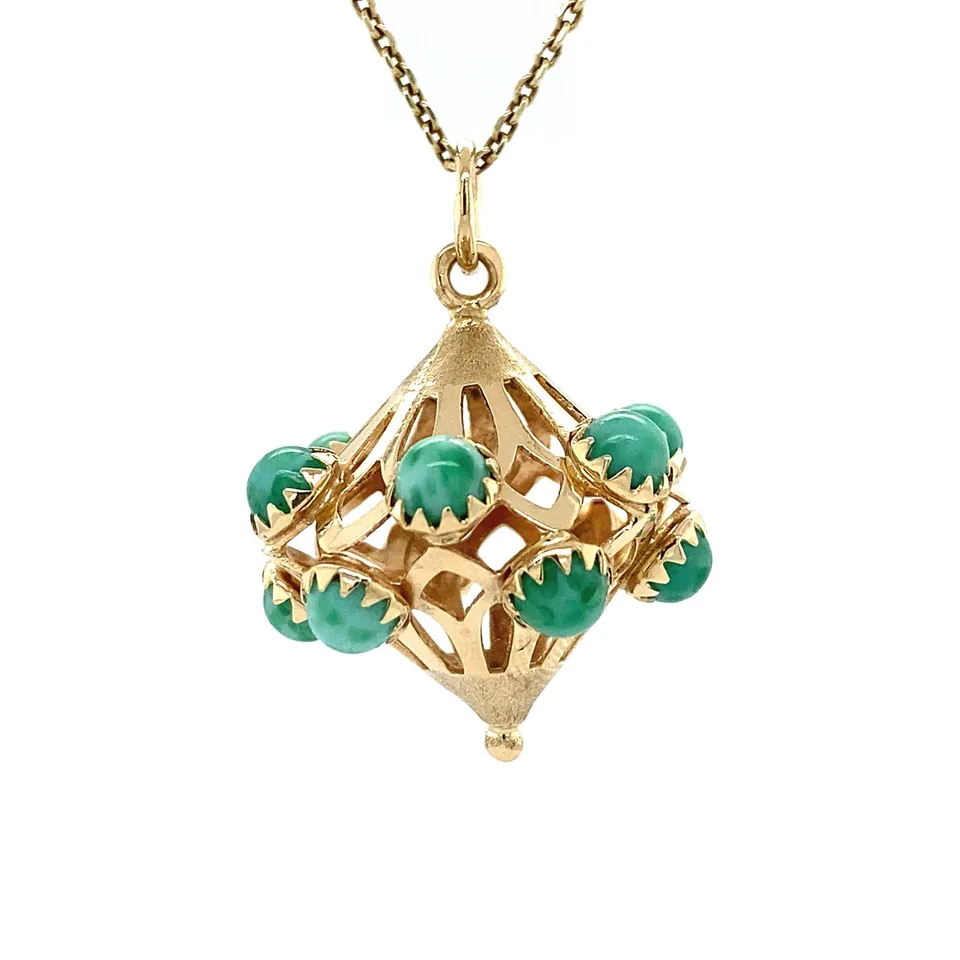 Vintage 14K Gold Pendant with Jade