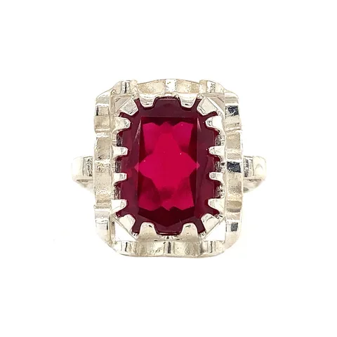 Vintage Queen's Sterling Silver Ring, Hot Pink