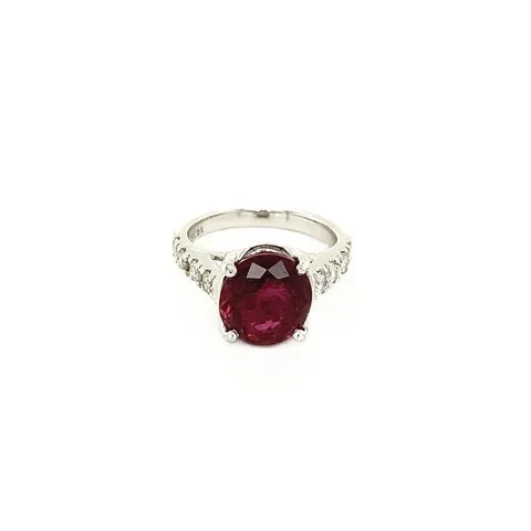 Vintage 18K White Gold Ring with Tourmaline and Diamond