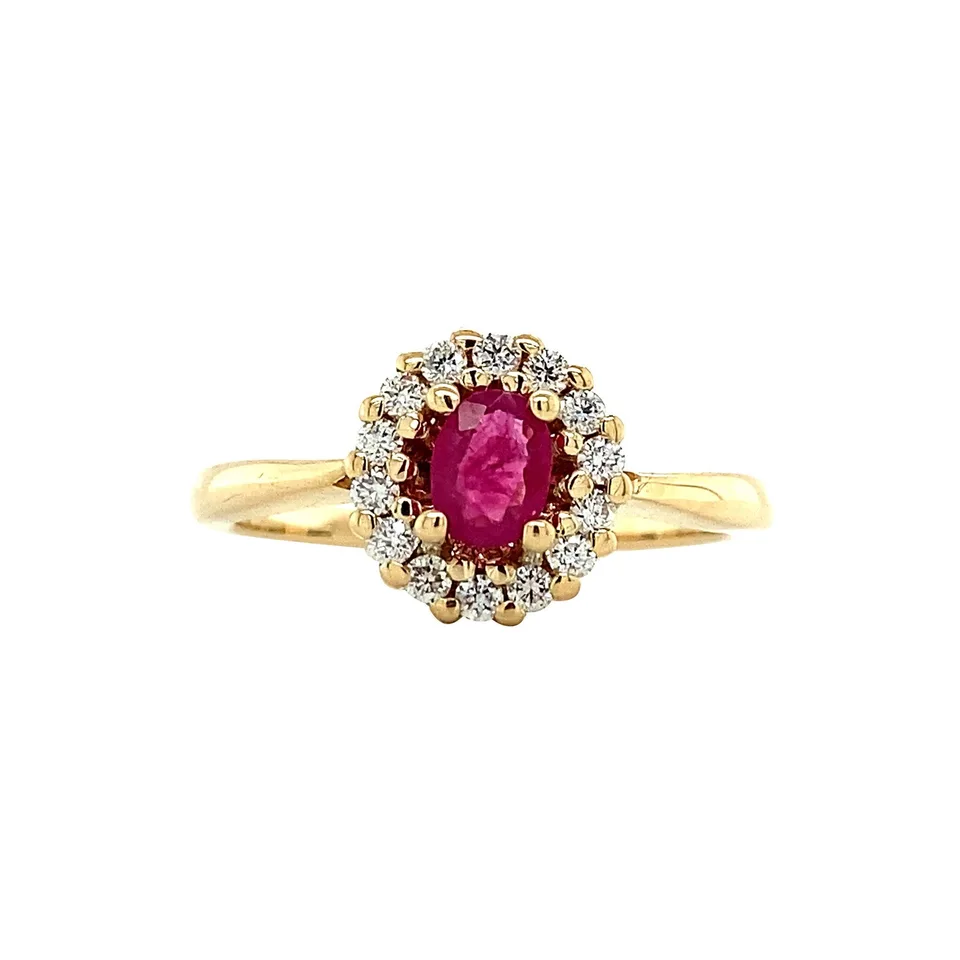 Vintage 14K Gold Ring with Ruby and Diamond