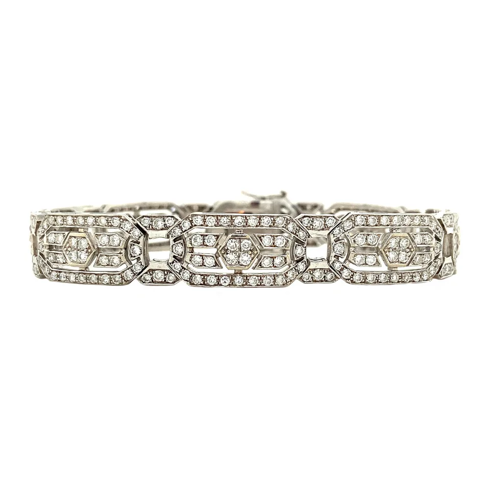 Vintage 18K White Gold Bracelet with Diamond 18.5 cm