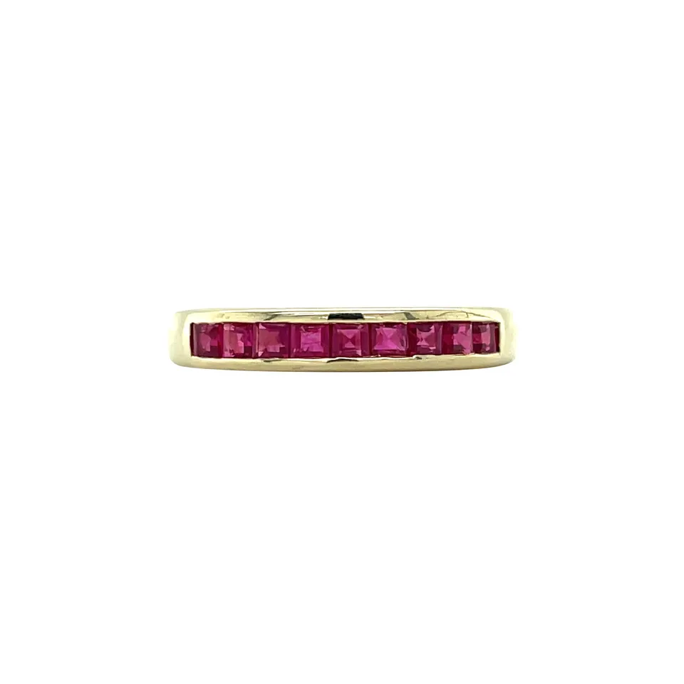 Vintage 14K Gold Half Eternity Ring with Ruby