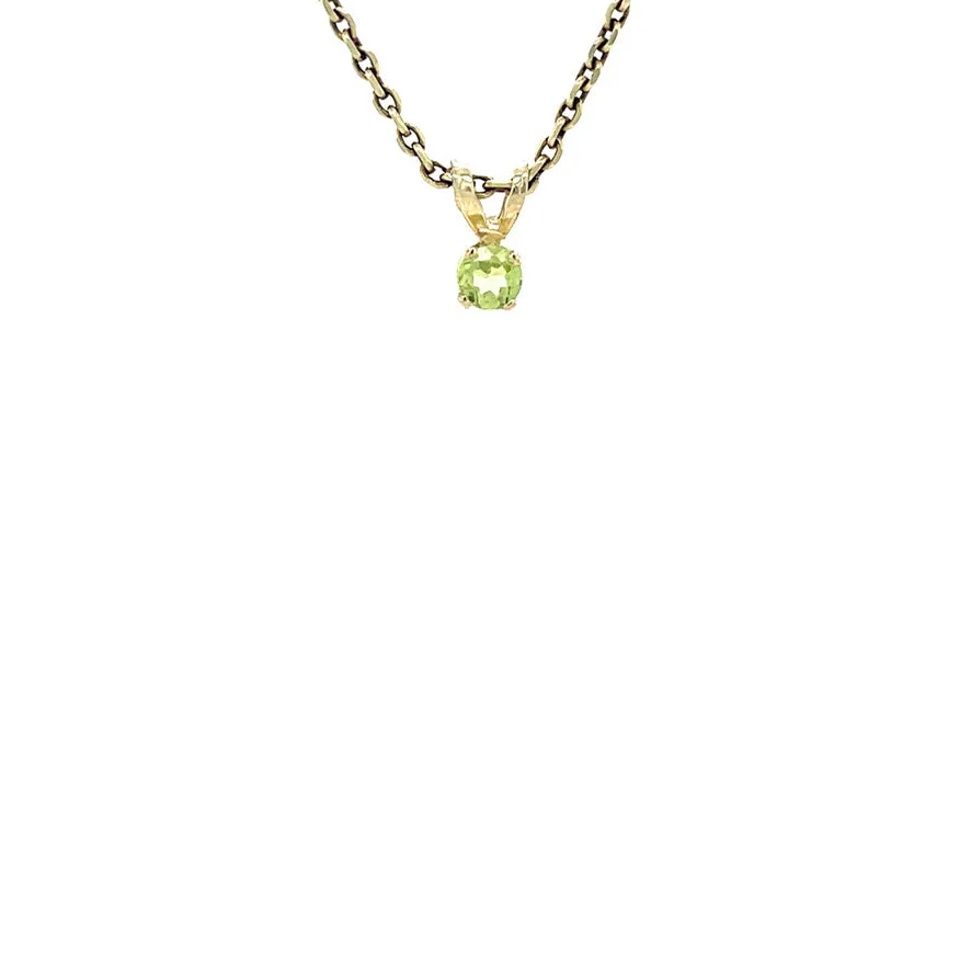 Vintage 14K Gold Solitaire Pendant with Peridot