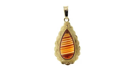 Vintage 14K Gold Pendant with Banded Agate